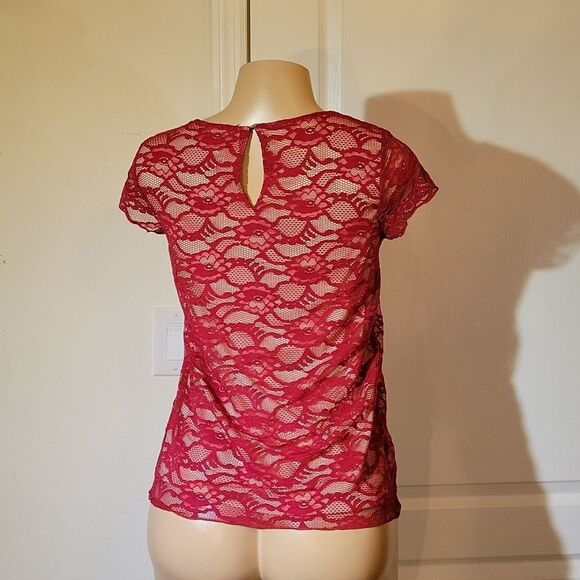 AVOCADO RED LACE &TAN WOMEN"S TOP - Picture 7 of 14
